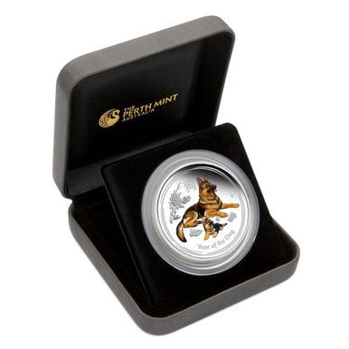 2018 $2 ANDA Perth Money Expo Lunar Year of The Dog 2oz Silver Coloured Proof Coin