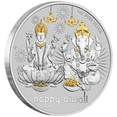 Diwali 1oz Silver BU Gilded Medallion