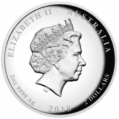 2018 $2 Dragon & Tiger 2oz Silver Proof High Relief Coin