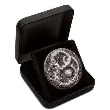 Tuvalu 2018 $5 Dragon 5oz Silver Antiqued Coin