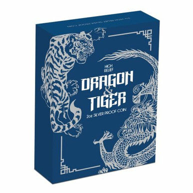 2018 $2 Dragon & Tiger 2oz Silver Proof High Relief Coin