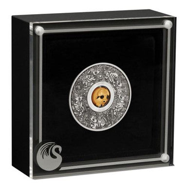 Tuvalu 2021 $1 Year of The Ox Rotating Charm 1oz Silver Antiqued Coin