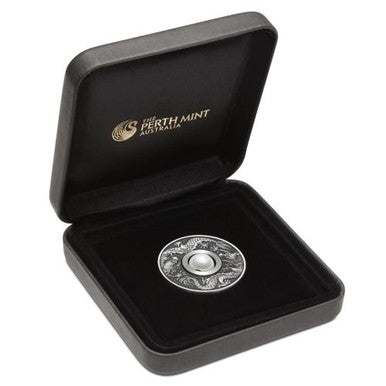Tuvalu 2017 $1 Dragon & Pearl 1oz Silver Rotating Antiqued Coin