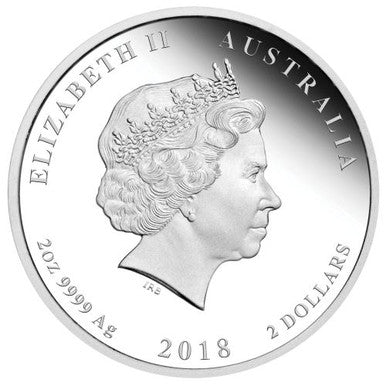 2018 $2 ANDA Perth Money Expo Lunar Year of The Dog 2oz Silver Coloured Proof Coin