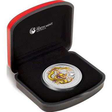 2012 $1 ANDA Melbourne Show Lunar Year of The Dragon 1oz Silver Coloured Coin