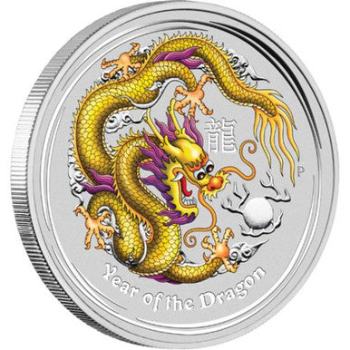 2012 $1 ANDA Melbourne Show Lunar Year of The Dragon 1oz Silver Coloured Coin