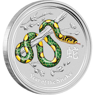 2013 $1 WMF Berlin Lunar Year of The Snake 1oz Silver Coloured Coin