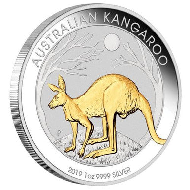 2019 Kangaroo $1 Gilded 1oz Silver Brilliant Uncirculated