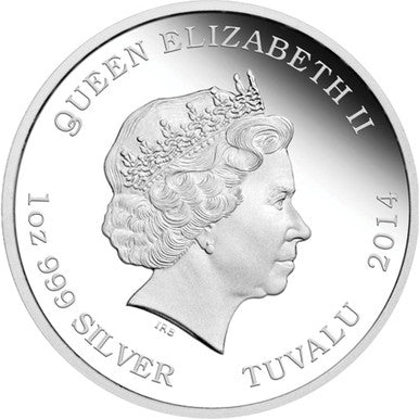 Tuvalu 2014 $1 Mythical Creatures Dragon 1oz Silver Coloured Proof Coin