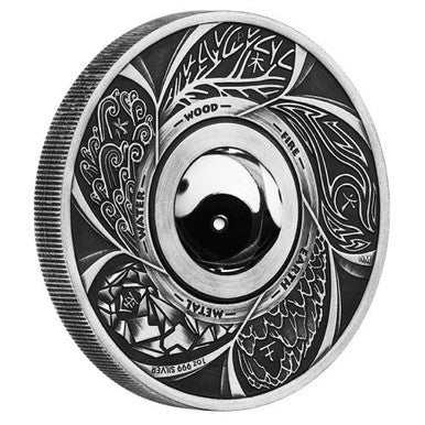 Tuvalu 2016 $1 Yin Yang Rotating Charm 1oz Silver Antiqued Coin