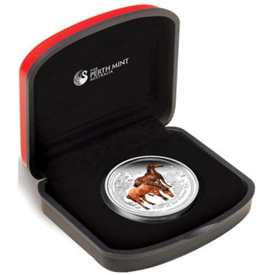2014 $1 Lunar Year of The Horse 1oz Silver Coloured Proof Coin