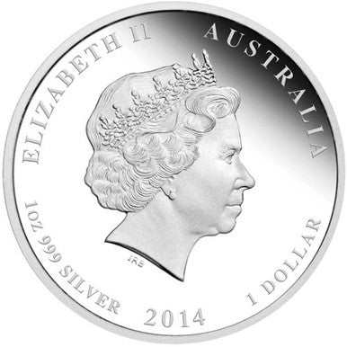 2014 $1 Lunar Year of The Horse 1oz Silver Coloured Proof Coin