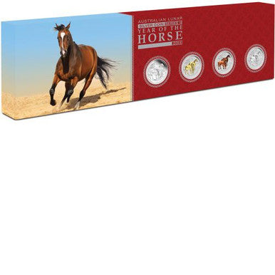 2014 $1 Lunar Horse 1oz Silver 4 Coin Typeset