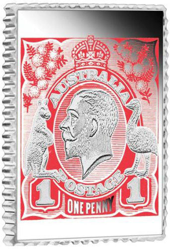 2014 50c King George V Centenary of Stamps 1/2oz Silver Proof Coin and Stamp Set