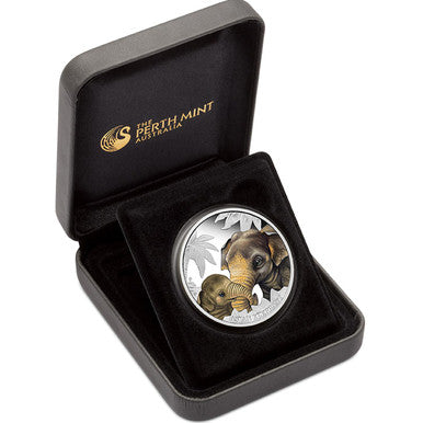 Tuvalu 2014 50c Mother's Love Asian Elephant 1/2oz Silver Coloured Proof Coin
