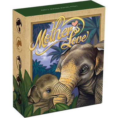 Tuvalu 2014 50c Mother's Love Asian Elephant 1/2oz Silver Coloured Proof Coin
