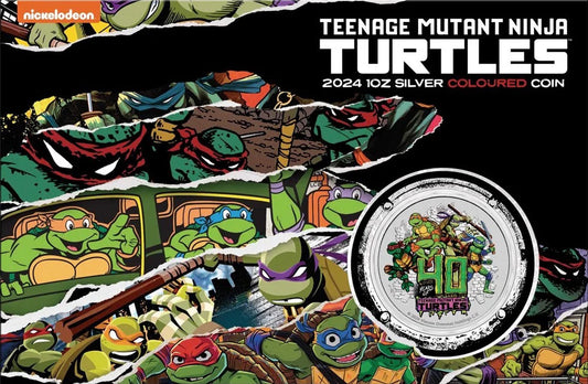 Tuvalu 2024 $1 Teenage Mutant Ninja Turtles 40th Anniversary 1oz Silver Coloured Uncirculated Coin