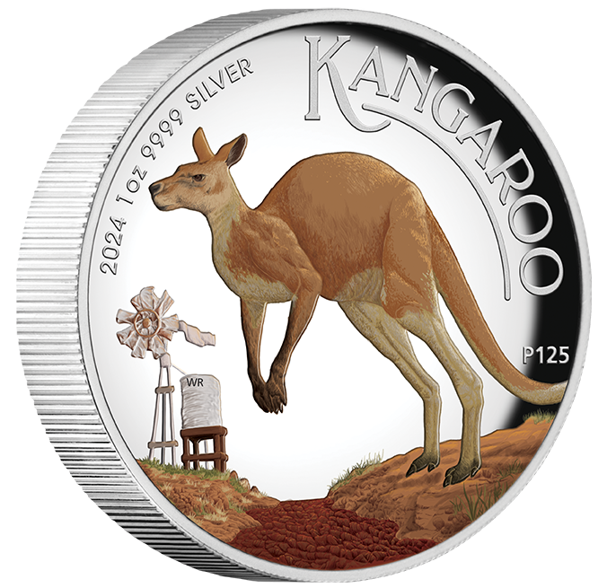 2024 $1 Australian Kangaroo 1oz Silver Coloured High Relief Proof Coin