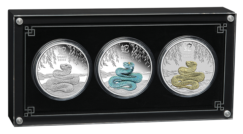2025 $1 Lunar Year of The Snake 1oz Silver Proof 3 Coin Set