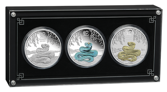 2025 $1 Lunar Year of The Snake 1oz Silver Proof 3 Coin Set