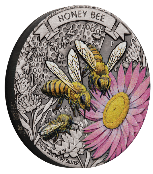 2025 $2 Honey Bee 2oz Silver Coloured Antiqued Coin