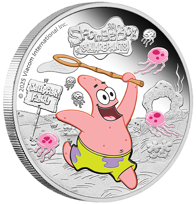 Tuvalu 2025 $1 Spongebob Squarepants Patrick 1oz Silver Coloured Proof Coin