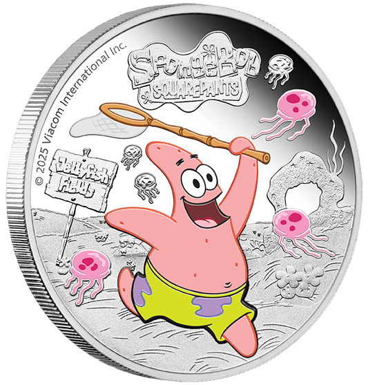 Tuvalu 2025 $1 Spongebob Squarepants Patrick 1oz Silver Coloured Proof Coin