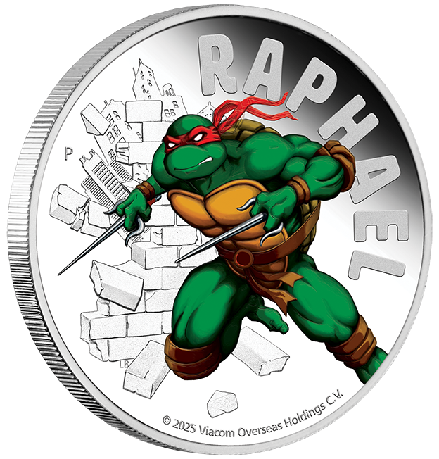 Tuvalu 2025 $1 Teenage Mutant Ninja Turtles Raphael 1oz Silver Coloured Proof Coin