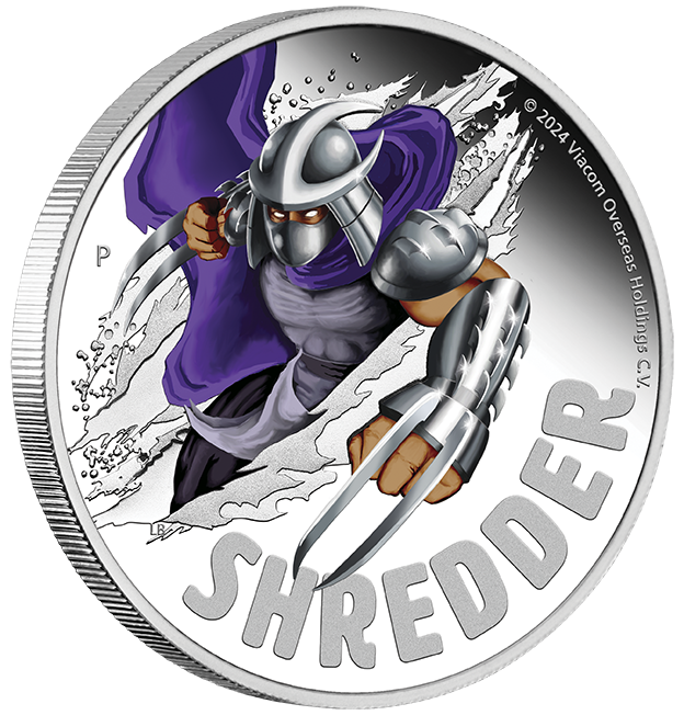 Tuvalu 2024 $1 Teenage Mutant Ninja Turtles Shredder 1oz Silver Coloured Proof Coin