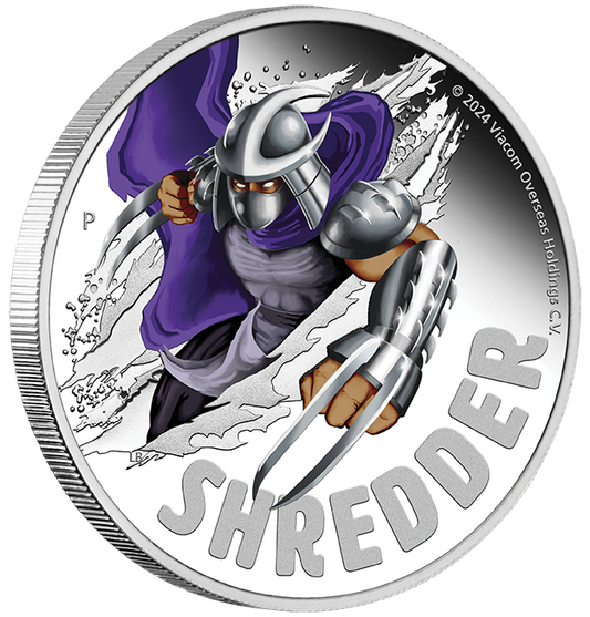 Tuvalu 2024 $1 Teenage Mutant Ninja Turtles Shredder 1oz Silver Coloured Proof Coin