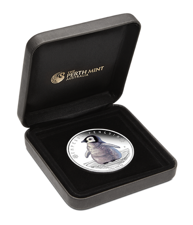 Tuvalu 2017 50c Polar Babies Emperor Penguin 1/2oz Silver Coloured Proof Coin