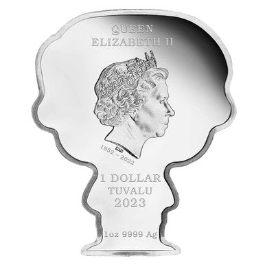 Tuvalu 2023 $1 Minted Mini James Bond Shaped 1oz Silver Coloured Coin