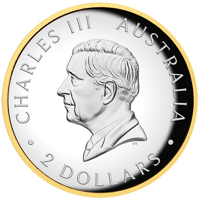 2025 $2 Australian Kookaburra 35th Anniversary Selectively Gold Plated 2oz Silver High Relief Proof Coin
