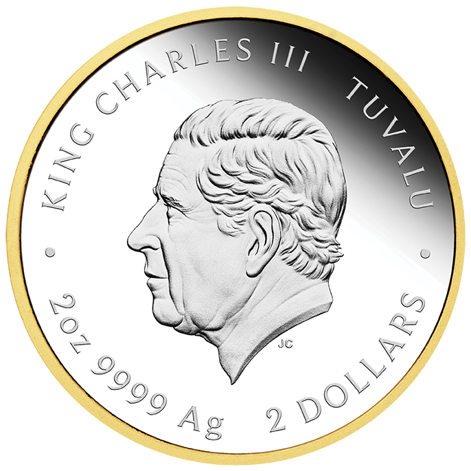 Tuvalu 2024 $2 Spongebob Squarepants 2oz Silver Gilded Proof Coin