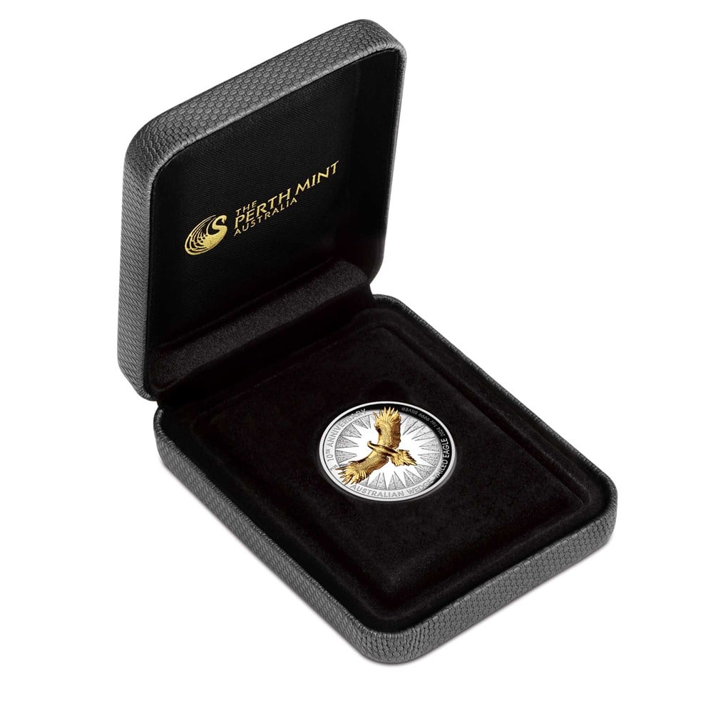 2024 $1 Australian Wedge-Tailed Eagle 10th Anniversary 1oz Silver Gilded High Relief Proof Coin