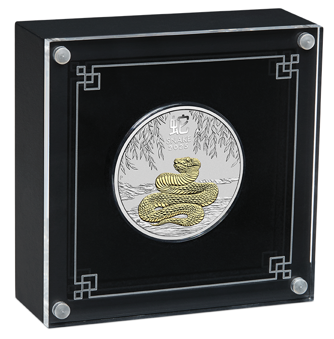 2025 $1 Lunar Year of The Snake 1oz Silver Gilded Coin