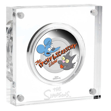 Tuvalu 2021 $1 The Simpsons The Itchy & Scratchy Show 1oz Silver Coloured Proof Coin