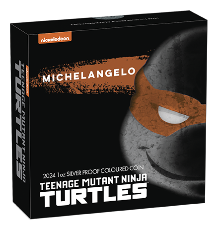 Tuvalu 2024 $1 Teenage Mutant Ninja Turtles Michelangelo 1oz Silver Coloured Proof Coin