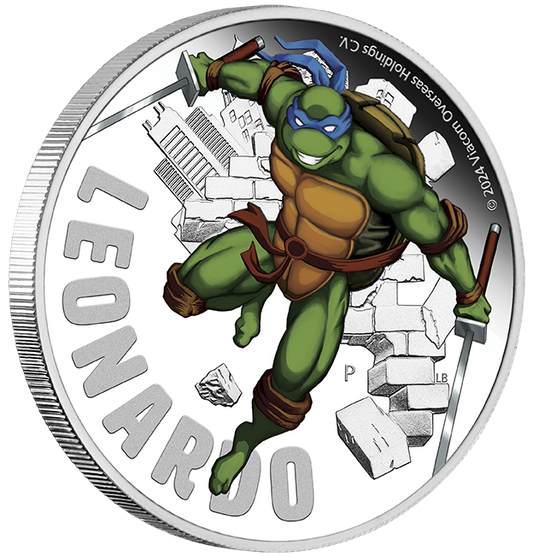 Tuvalu 2024 $1 Teenage Mutant Ninja Turtles Leonardo 1oz Silver Coloured Proof Coin