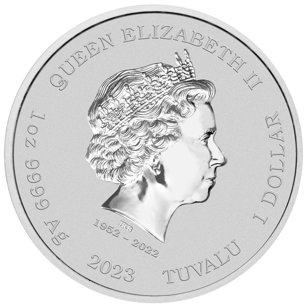 Tuvalu 2023 $1 James Bond 007 Casino Royale Chip 1oz Silver Coloured Uncirculated Coin