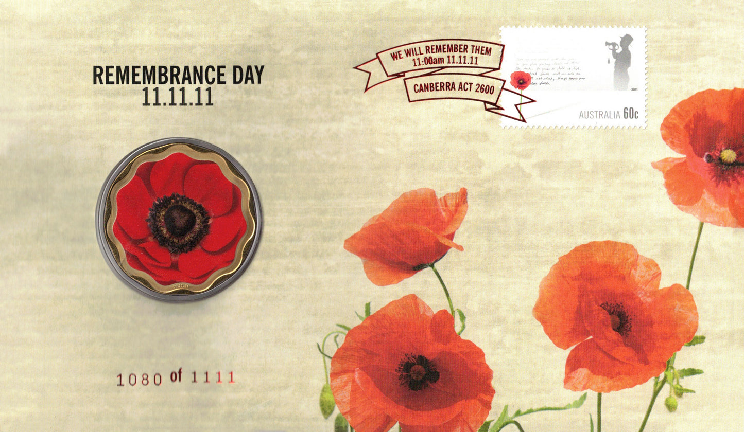 2011 $5 Remembrance Day Red Foil Limited Edition PNC