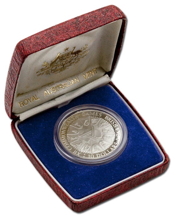 1982 $10 XII Commonwealth Games Brisbane Silver Proof Coin