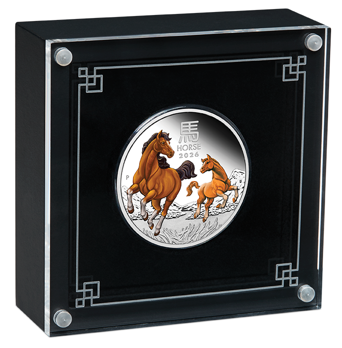 2026 $1 Lunar Year of The Horse 1oz Silver Coloured Proof Coin