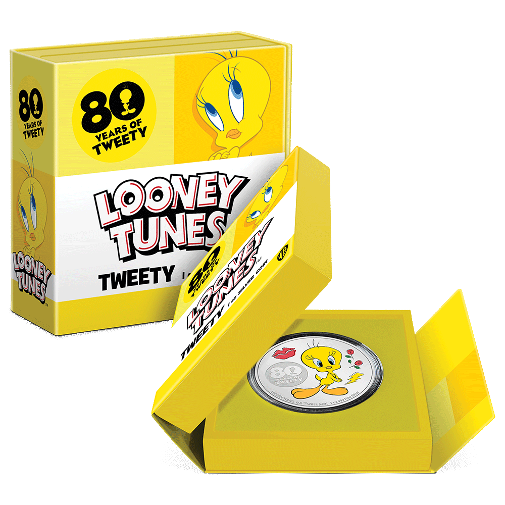 Niue 2022 $2 Looney Tunes 80 Years of Tweety 1oz Silver Coloured Coin