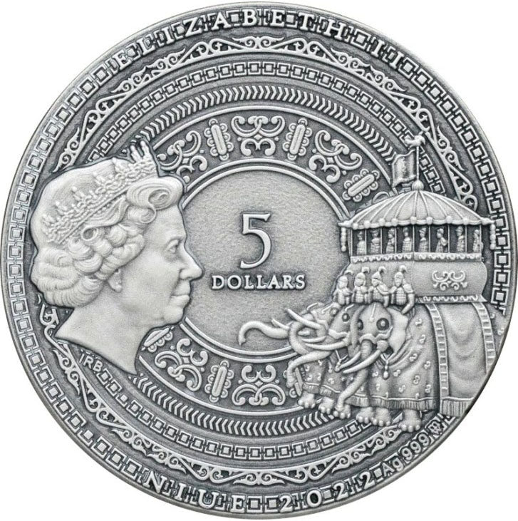 Niue 2022 $5 Famous Explorers Marco Polo 2oz Silver Coloured Antiqued Coin