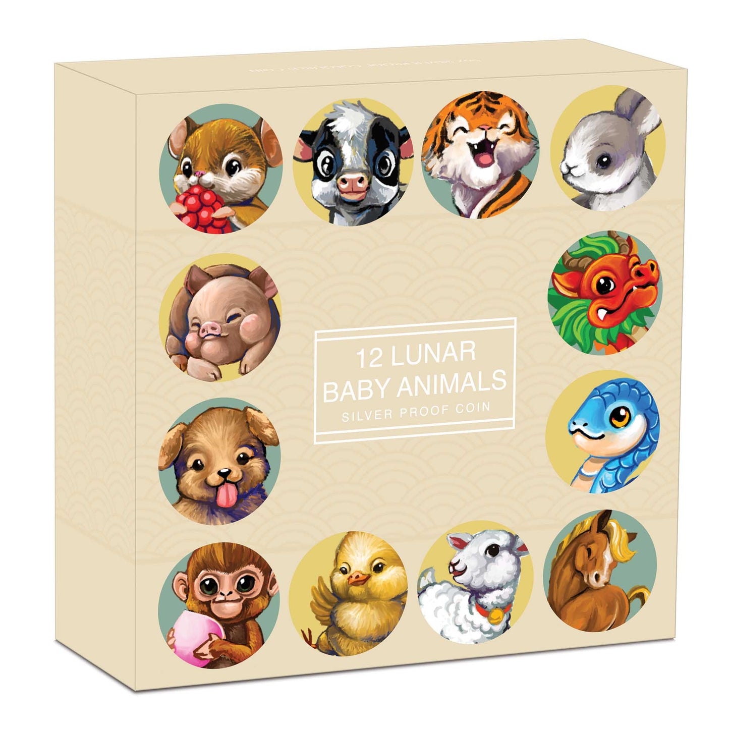 Tuvalu 2025 $5 Twelve Baby Lunar Animals 5oz Silver Coloured Proof Coin