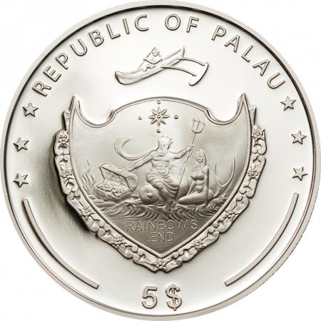 Palau 2012 $5 Marine Life Protection Mystery of The Sea with Pearl Insert Silver Coloured Proof Coin