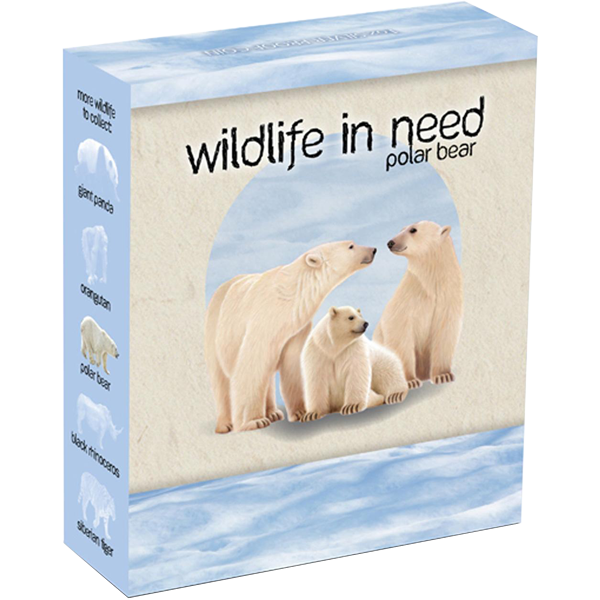Tuvalu 2012 $1 Wildlife In Need Polar Bear 1oz Silver Coloured Proof Coin