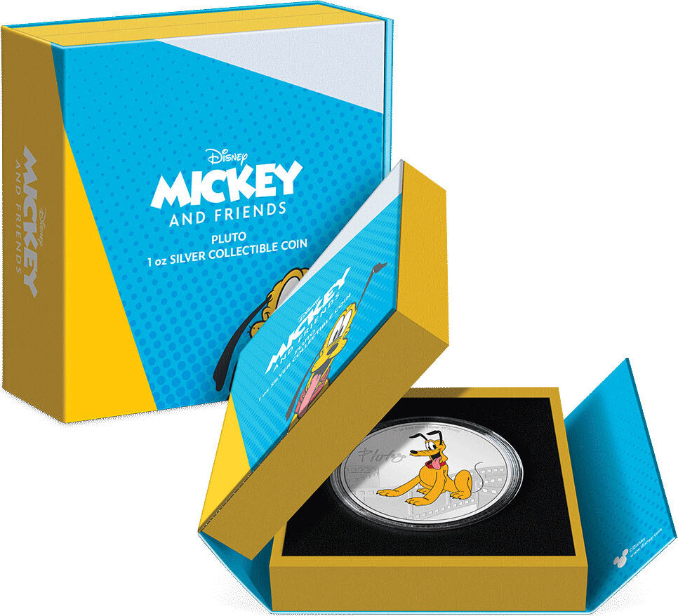Niue 2023 $2 Disney Mickey and Friends Pluto 1oz Silver Coloured Proof Coin