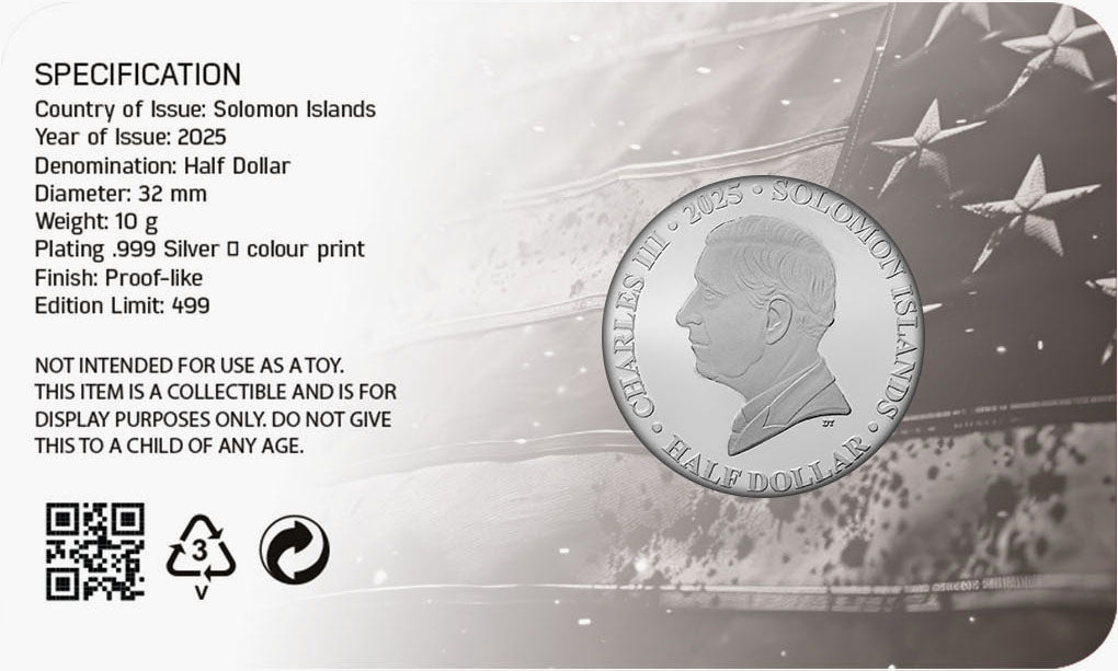 Solomon Islands 2025 Half Dollar 250th Anniversary of America Revolutionary War Coloured Uncirculated Coin